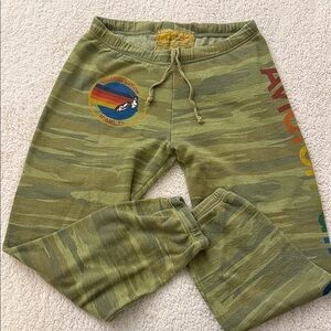 Aviator Nation Olive Camo Joggers with Rainbow Logo